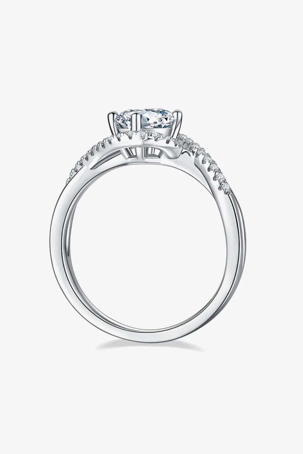 1 Carat Moissanite 925 Sterling Silver Crisscross Ring