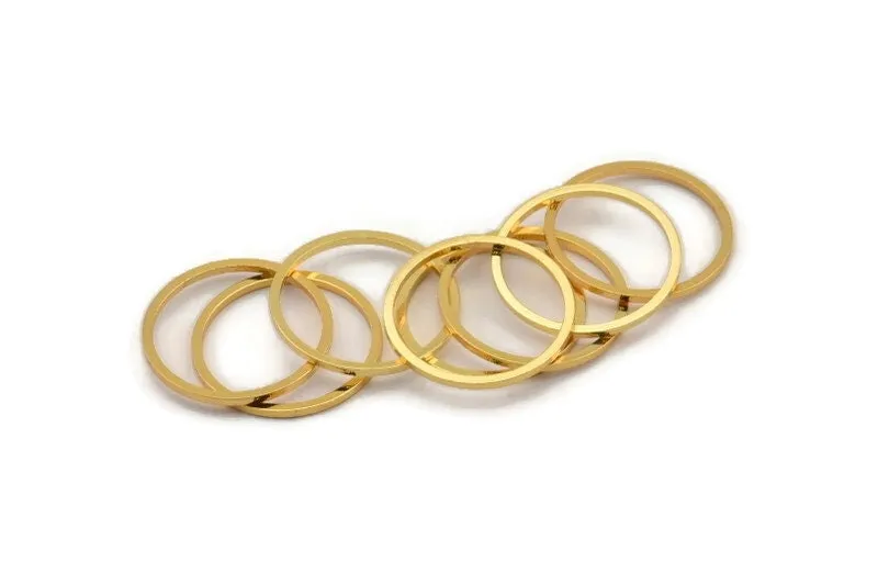 19mm Circle Connectors, 12 Gold Plated Brass Circle Connectors (19x1x1mm) Bs 1095 Q0379