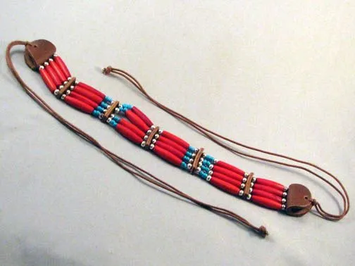 4-Row Native American Choker in Red