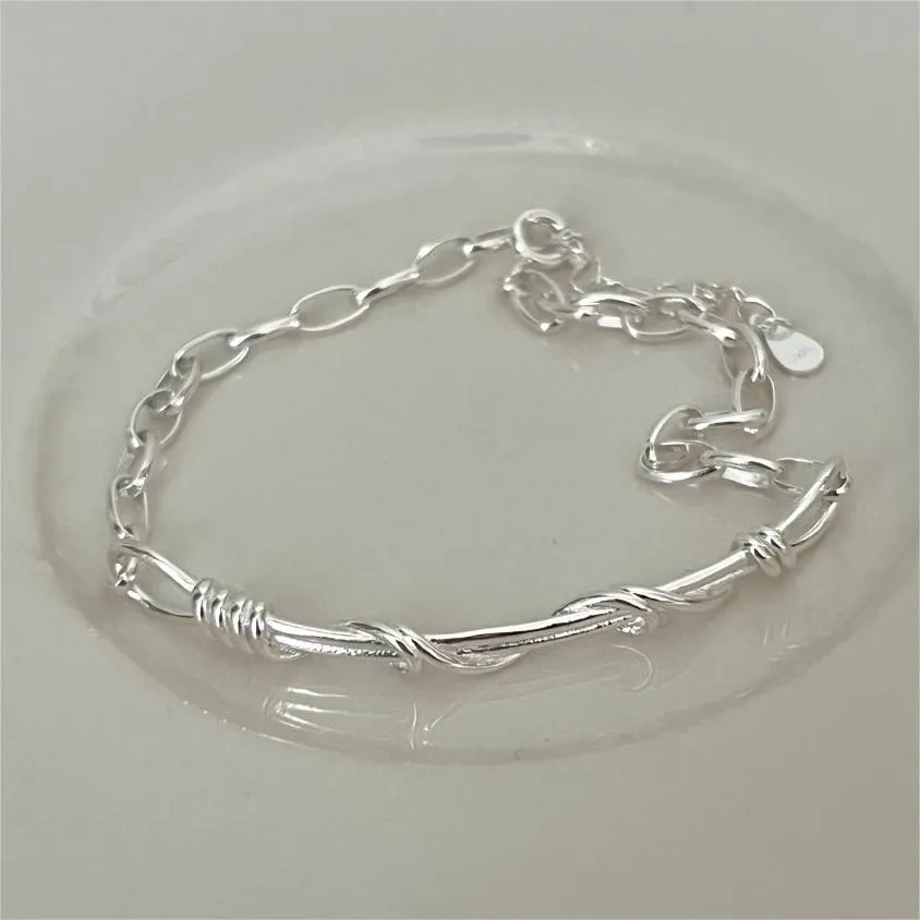 925 Sterling Silver Women Minimalist Circle Geometric Silver Bracelets