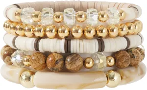 Bamboo Tube Bangle Bracelets for Women Stacking Chunky Colorful Acrylic Beads Stretch Bracelets Friendship Summer Beach Bracelet Jewelry