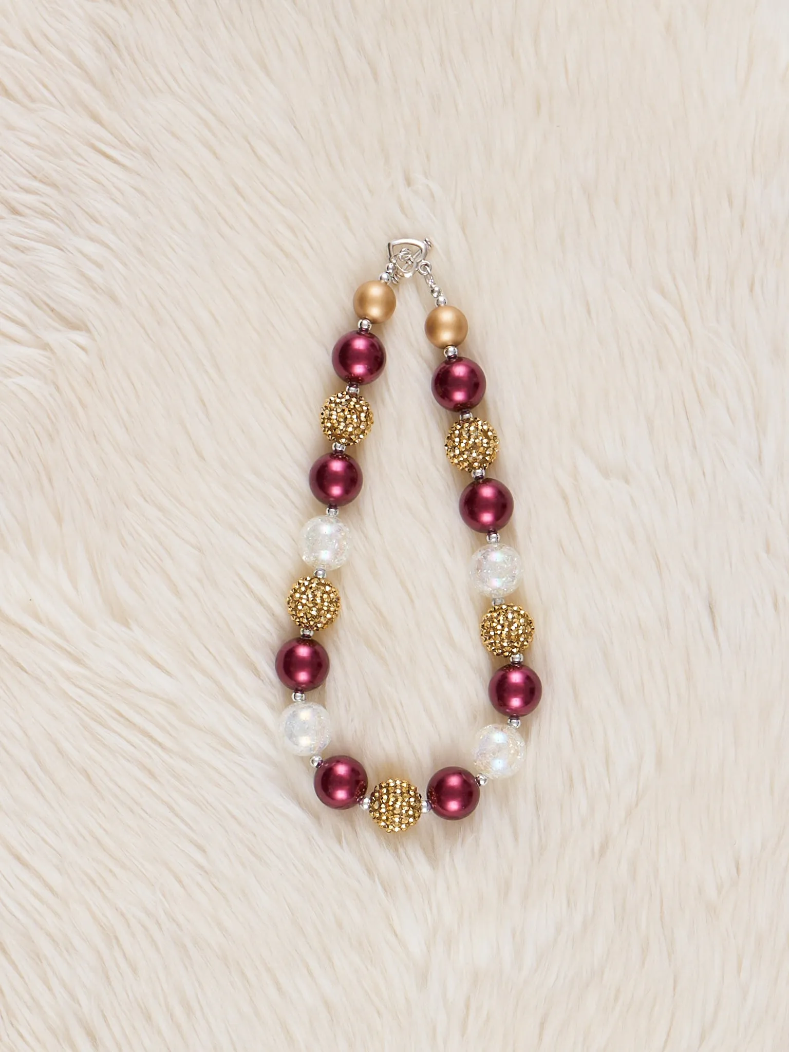 Brown & Gold Sparkle Bubblegum Necklace