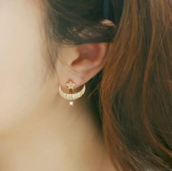 Color Crystal Moon Star Earrings