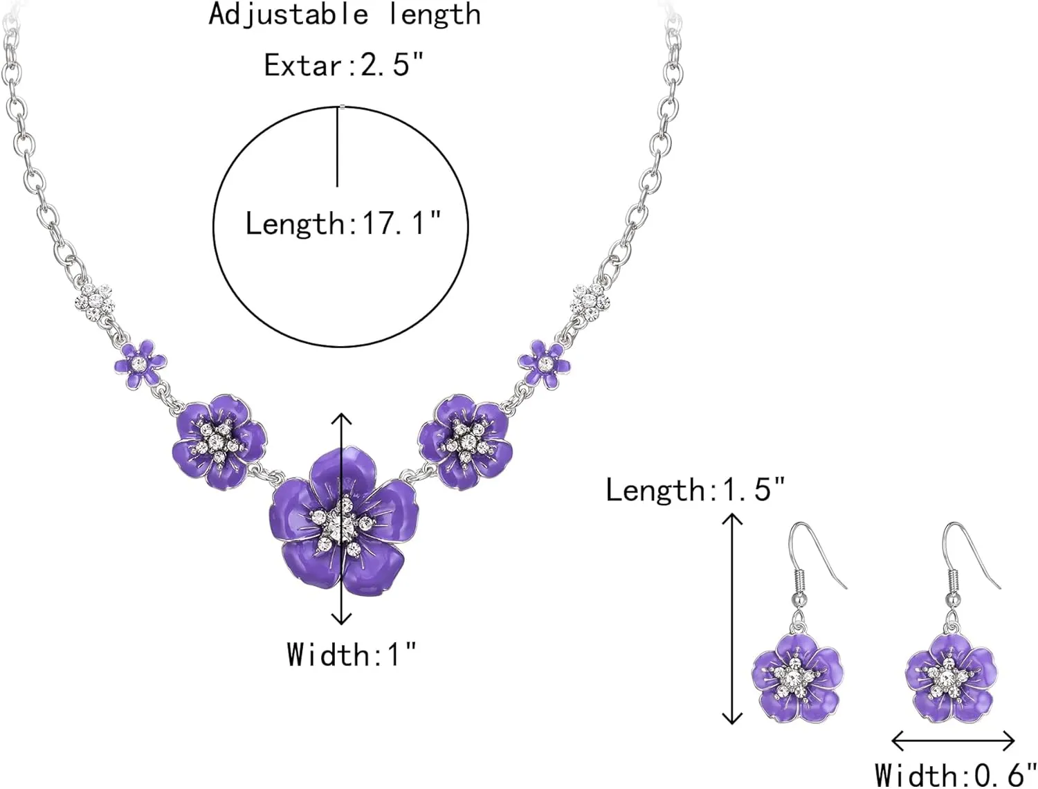 Crysdue Flower Collar Necklace Earrings Set, Floral Statement Summer Beach Chokers Necklaces Jewelry for Women