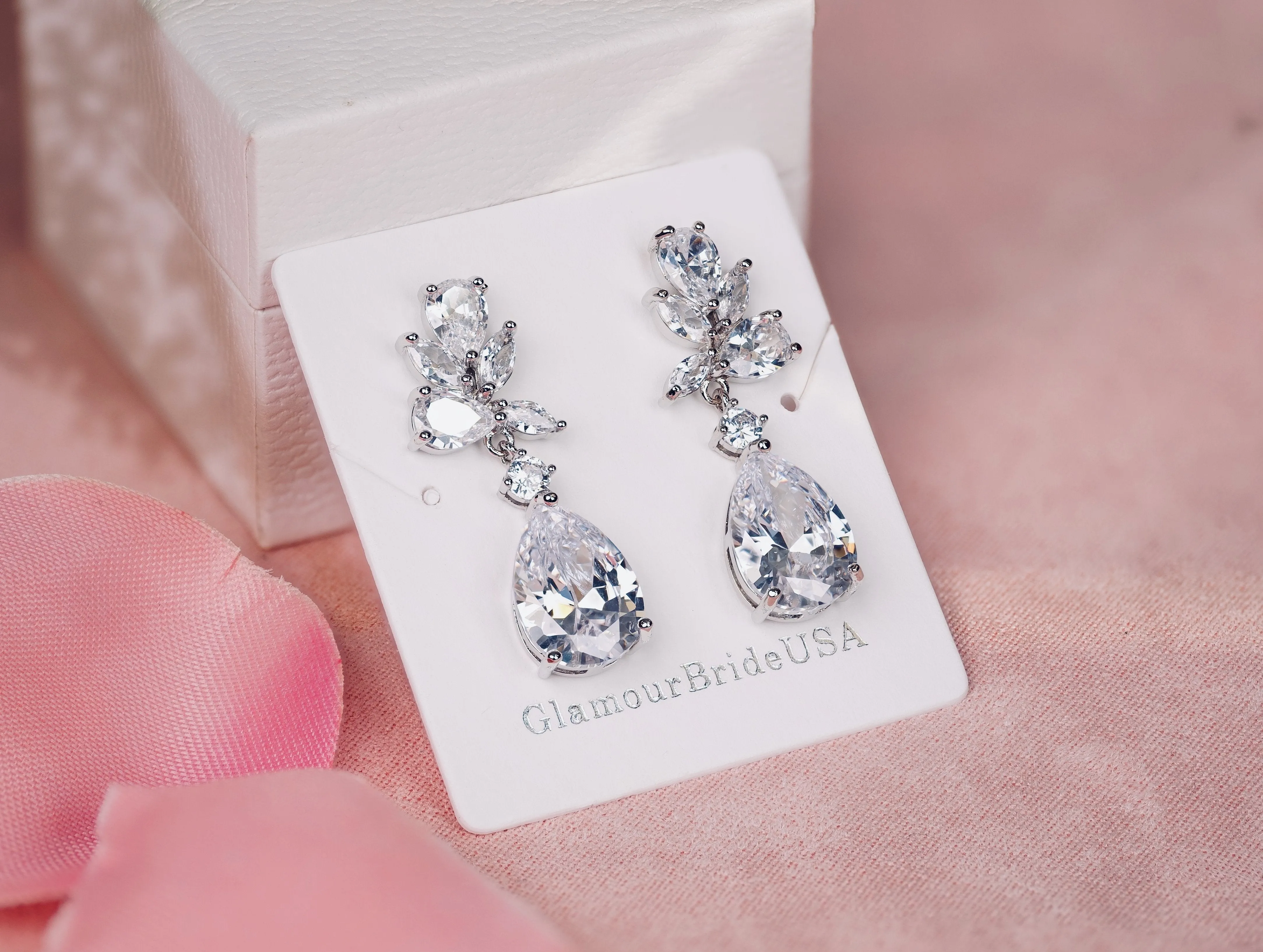 Crystal Tear Drop Earrings - Jessica