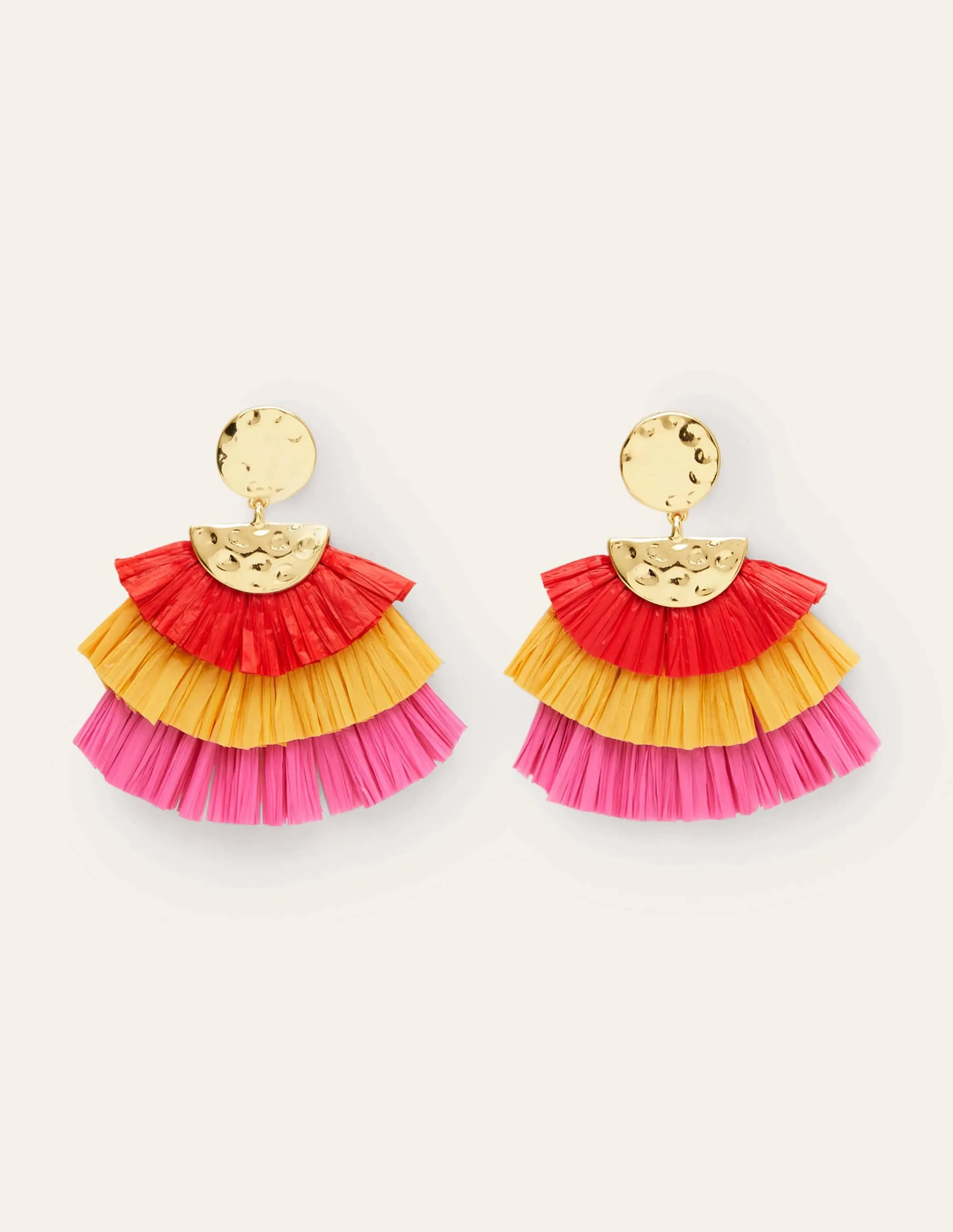 Hammered Tier Fringe Earrings-Multi