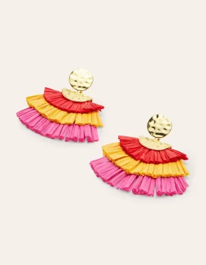 Hammered Tier Fringe Earrings-Multi