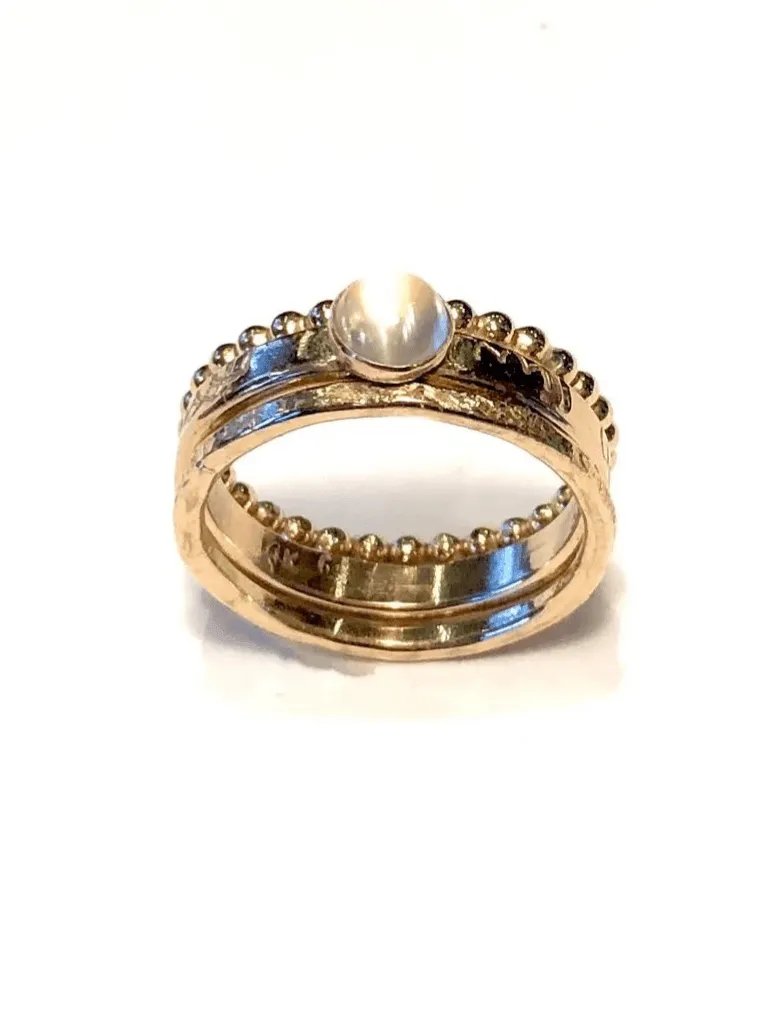 Handmade 14k Gold-Filled Moonstone Ring Set