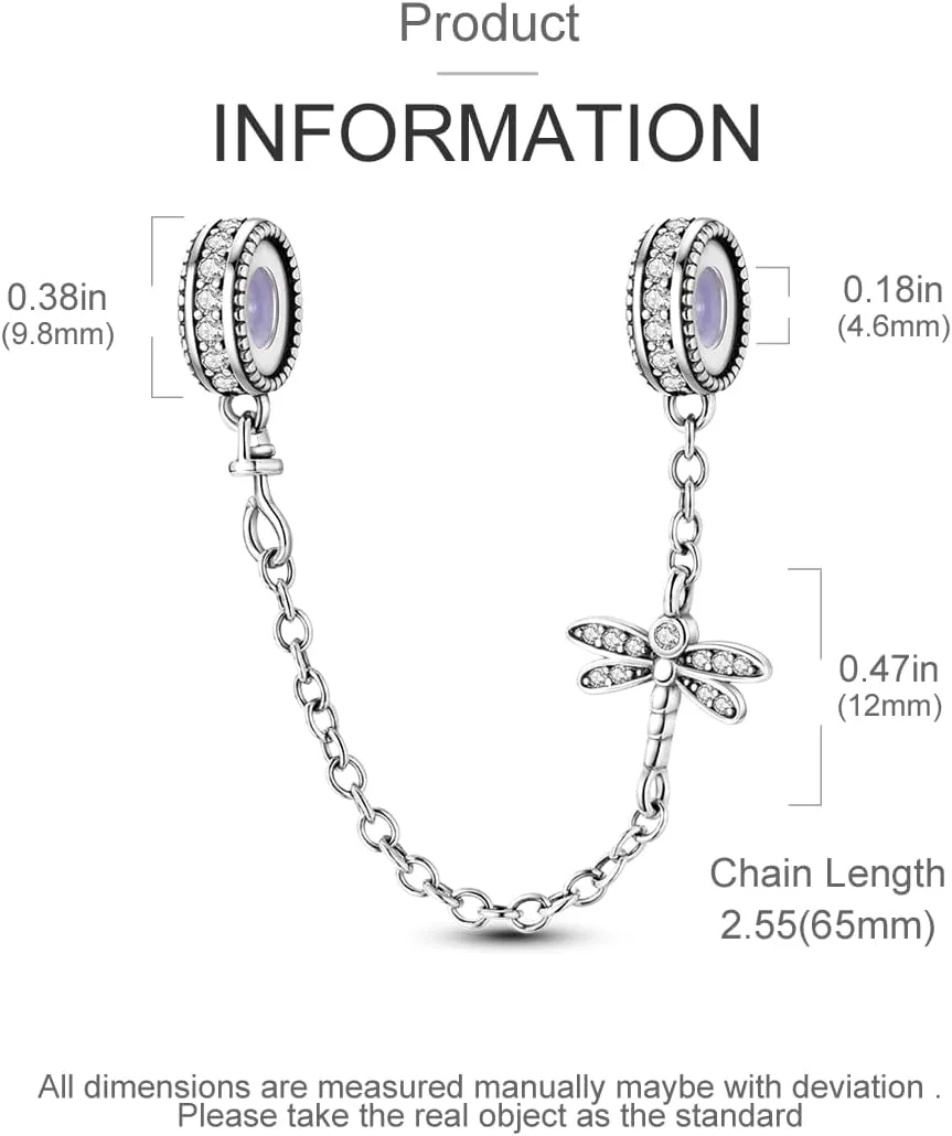 Hapour 925 Sterling Silver Safety Chain for Bracelets Charms Heart Butterfly Dangle Pendants Beads Jewelry for Women Mom