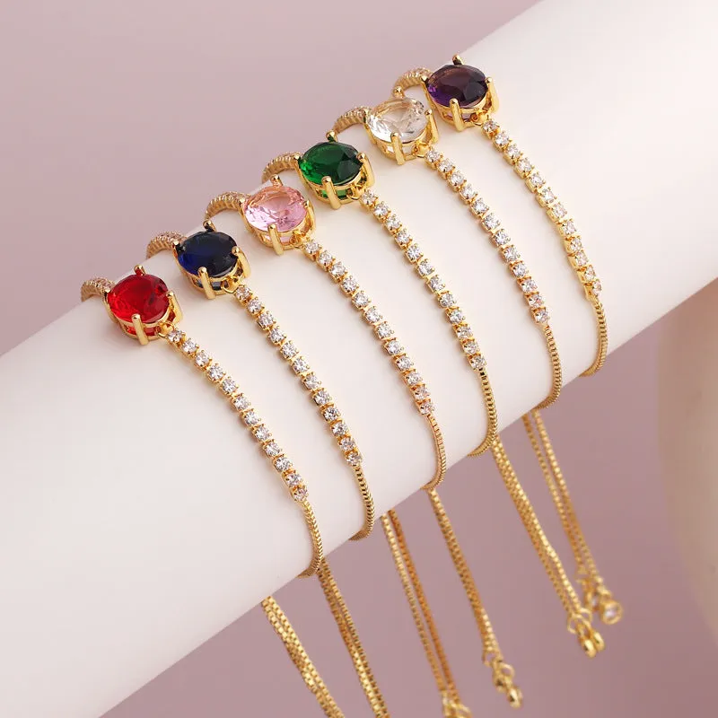 Minimalist Women Ellipse Geometric Zircon Electroplating Bracelets