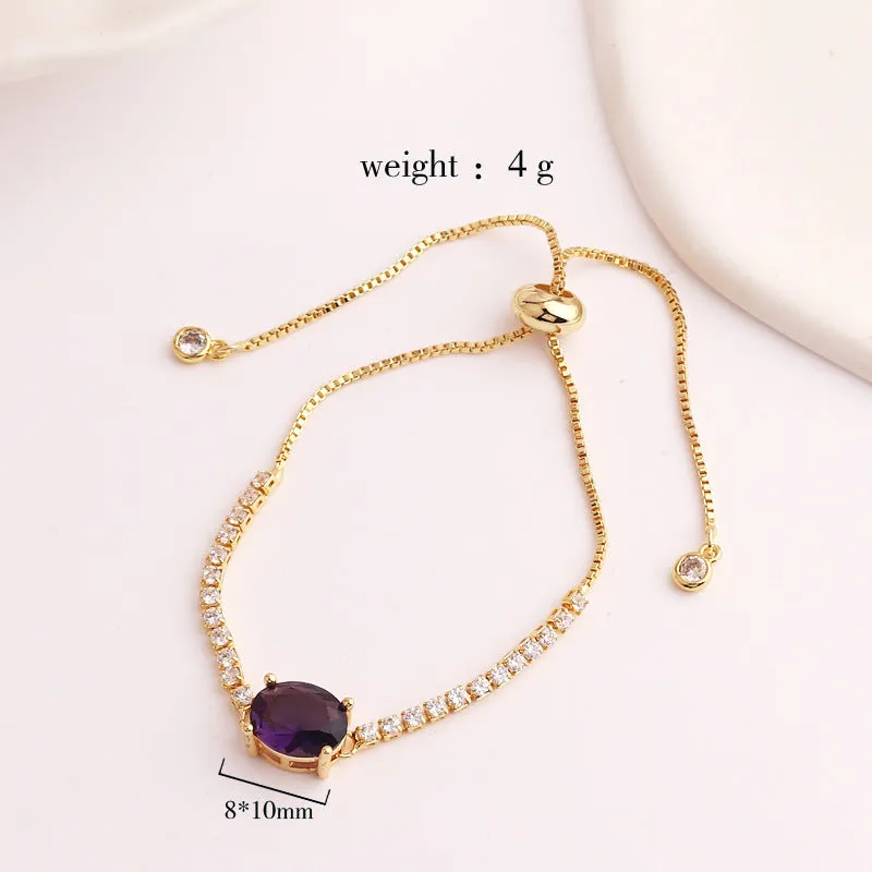 Minimalist Women Ellipse Geometric Zircon Electroplating Bracelets