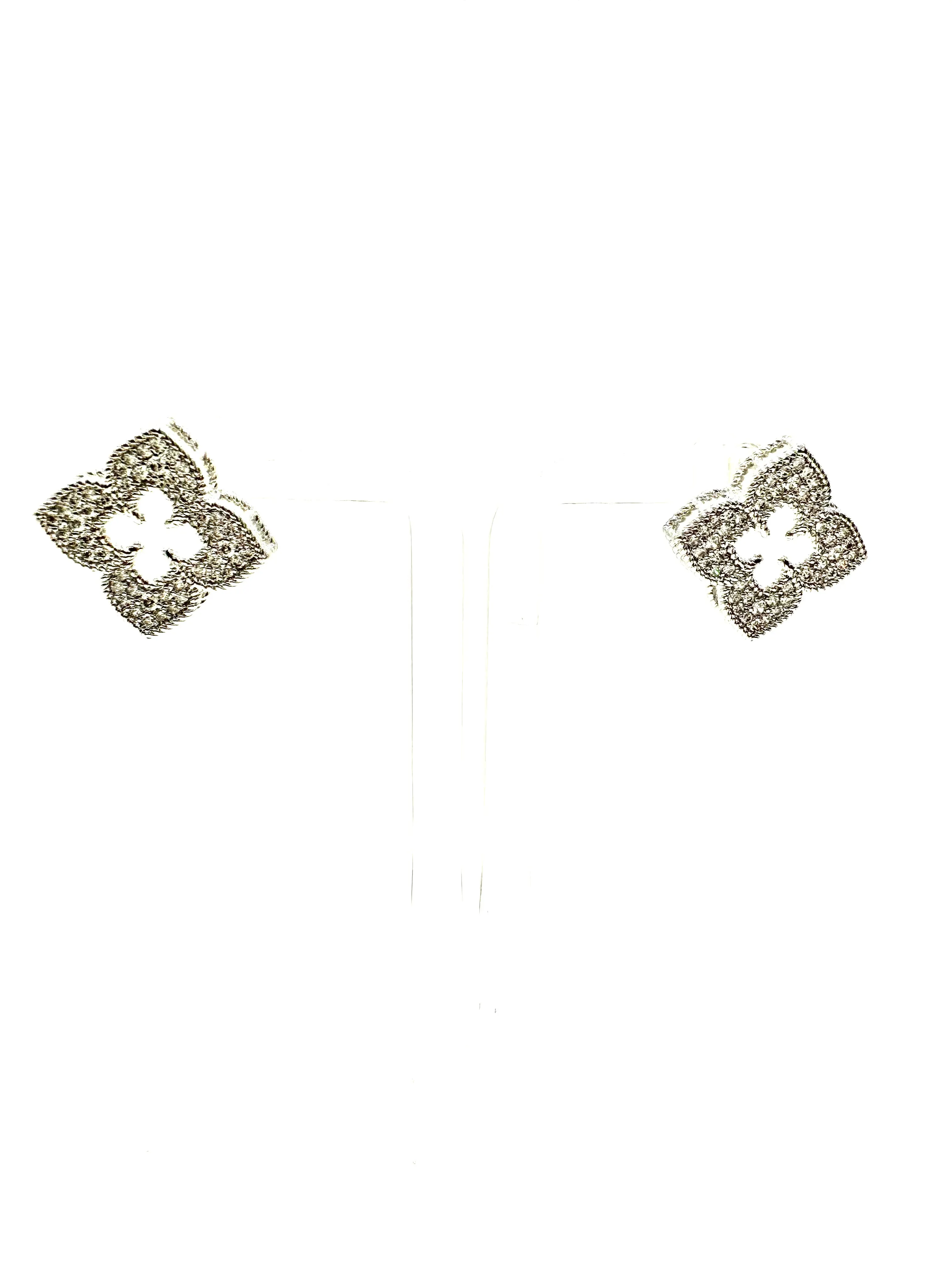 Pave CZ Flower Earrings