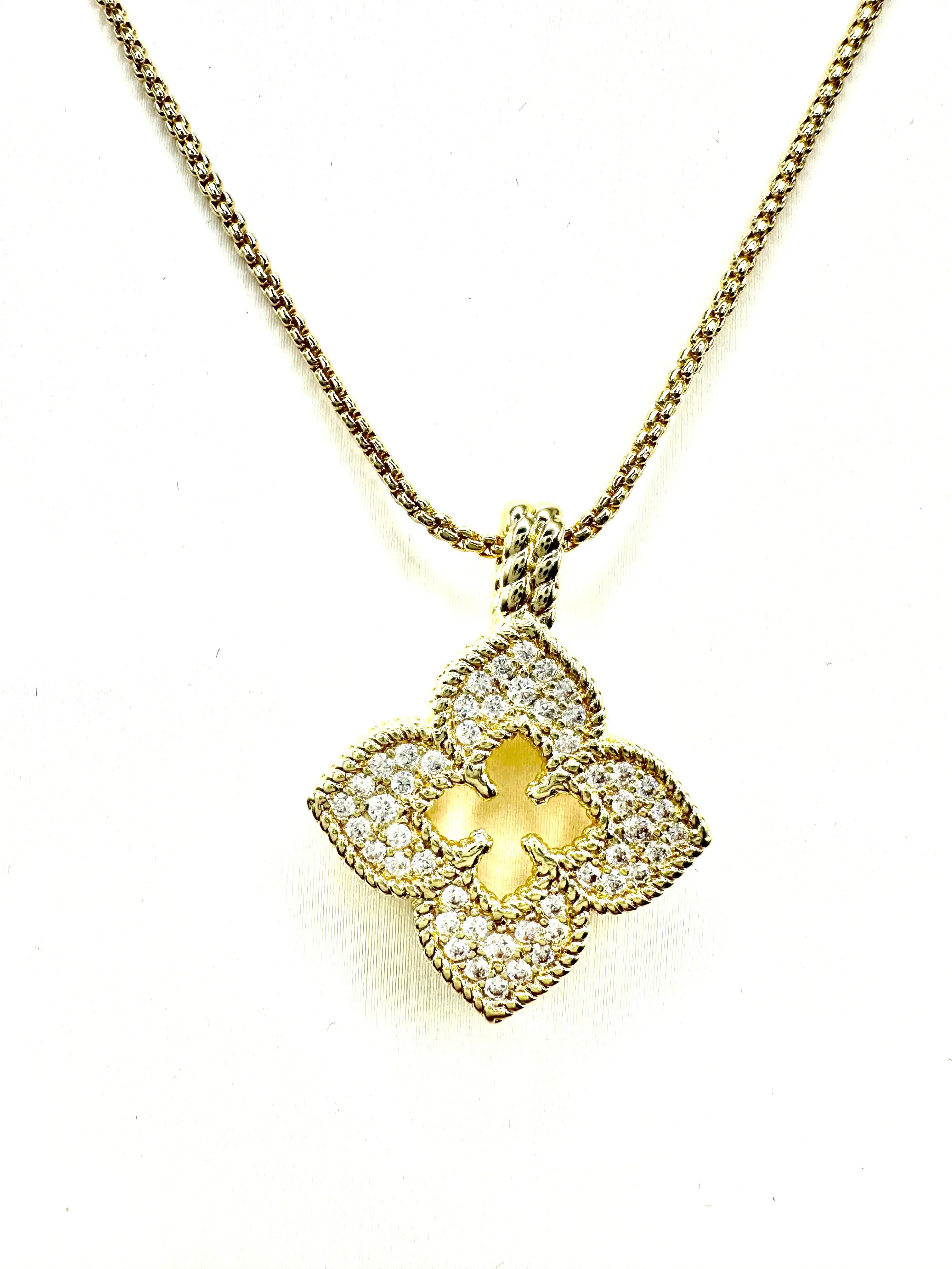 Pave CZ Flower Necklace