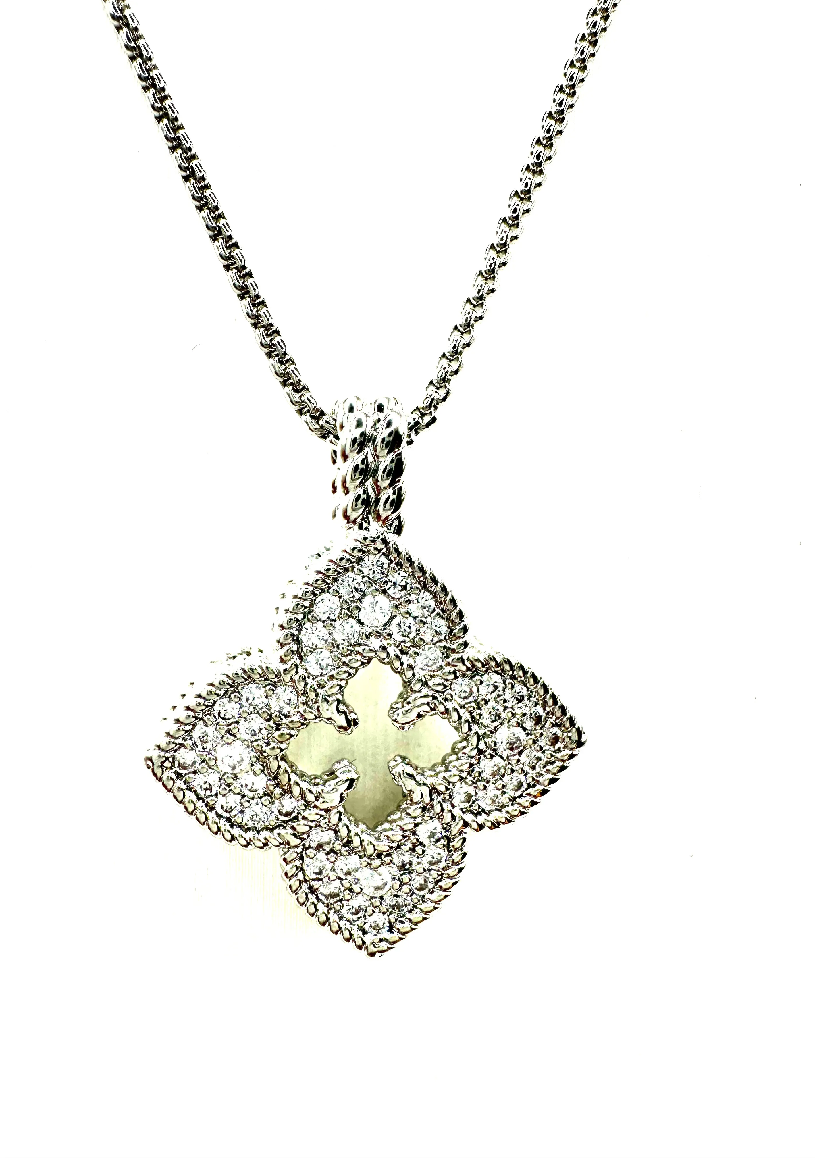 Pave CZ Flower Necklace