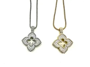 Pave CZ Flower Necklace
