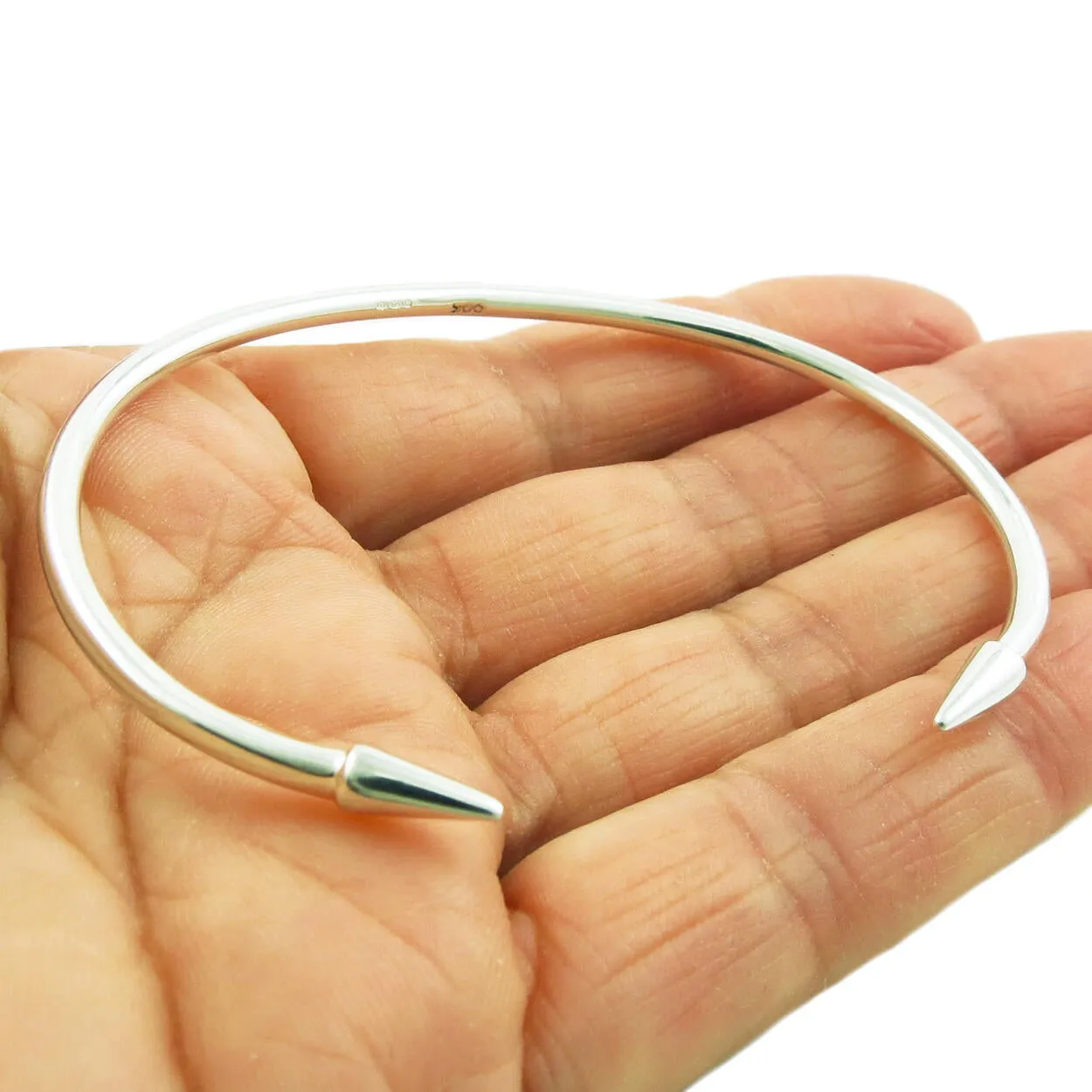Pointed Solid 925 Sterling Silver Bracelet Cuff for Women