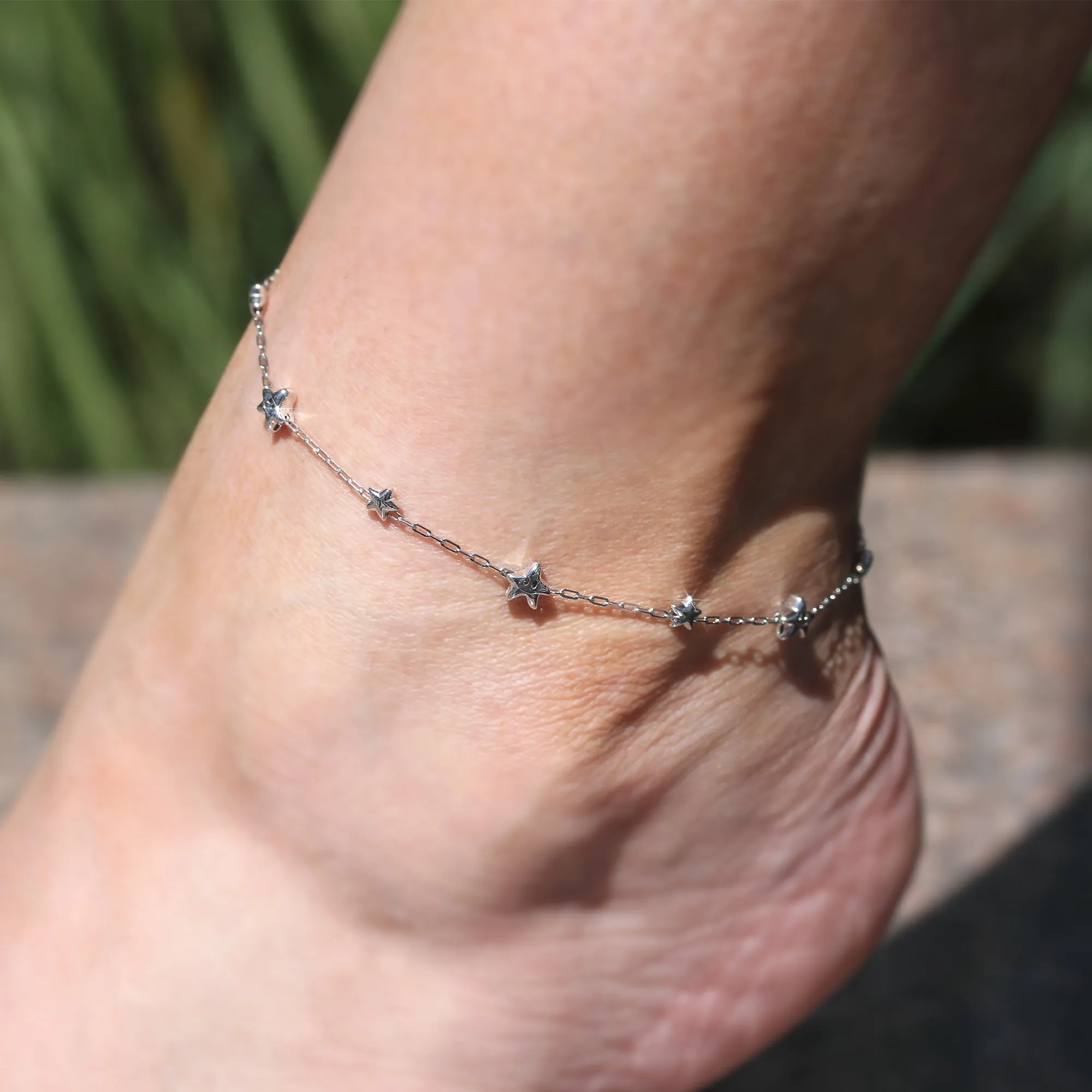 Puffed Gold Shine Star Bracelet | Anklet