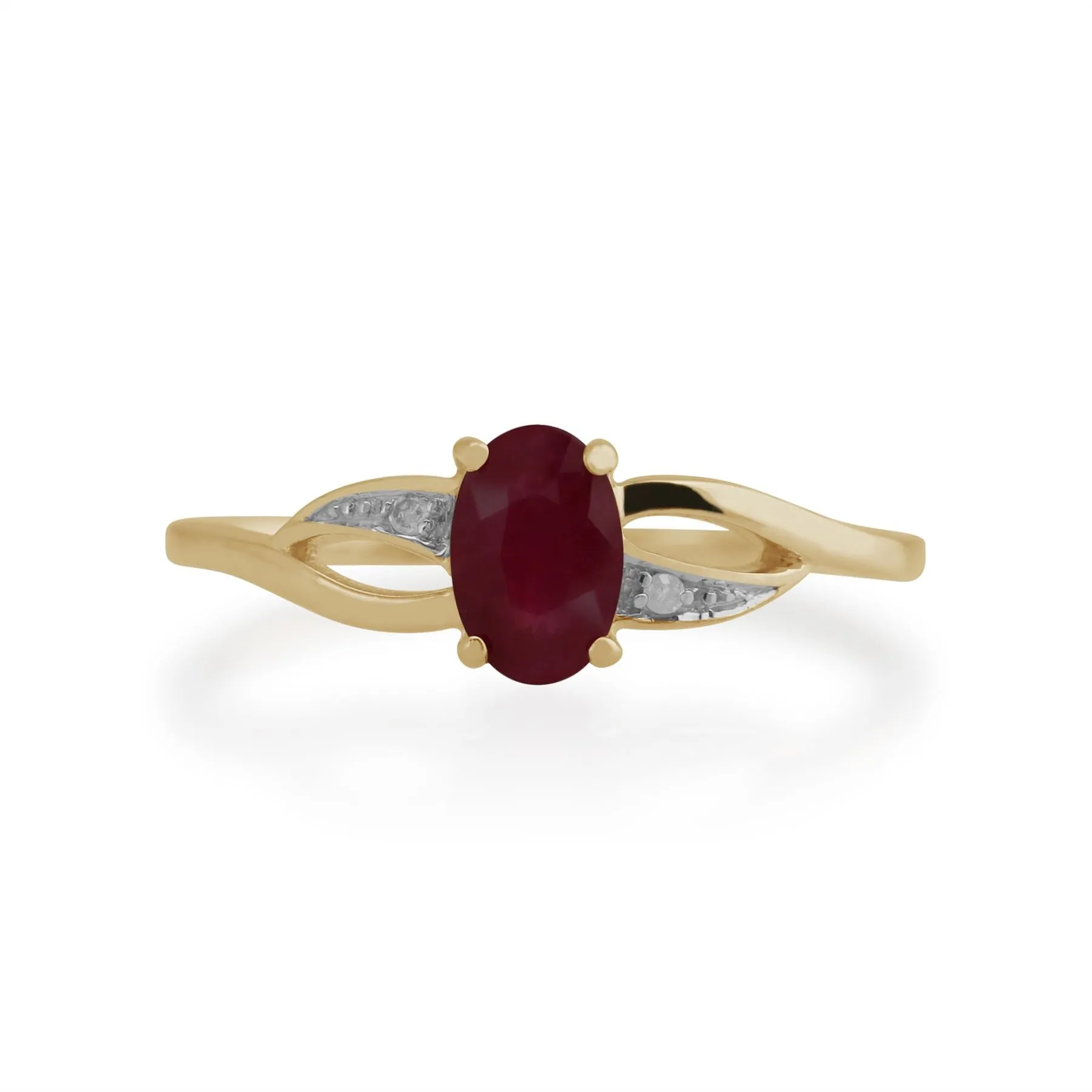 Rubinring, 9 Karat Gelbgold 0.63ct Rubin & DIAMANTRING
