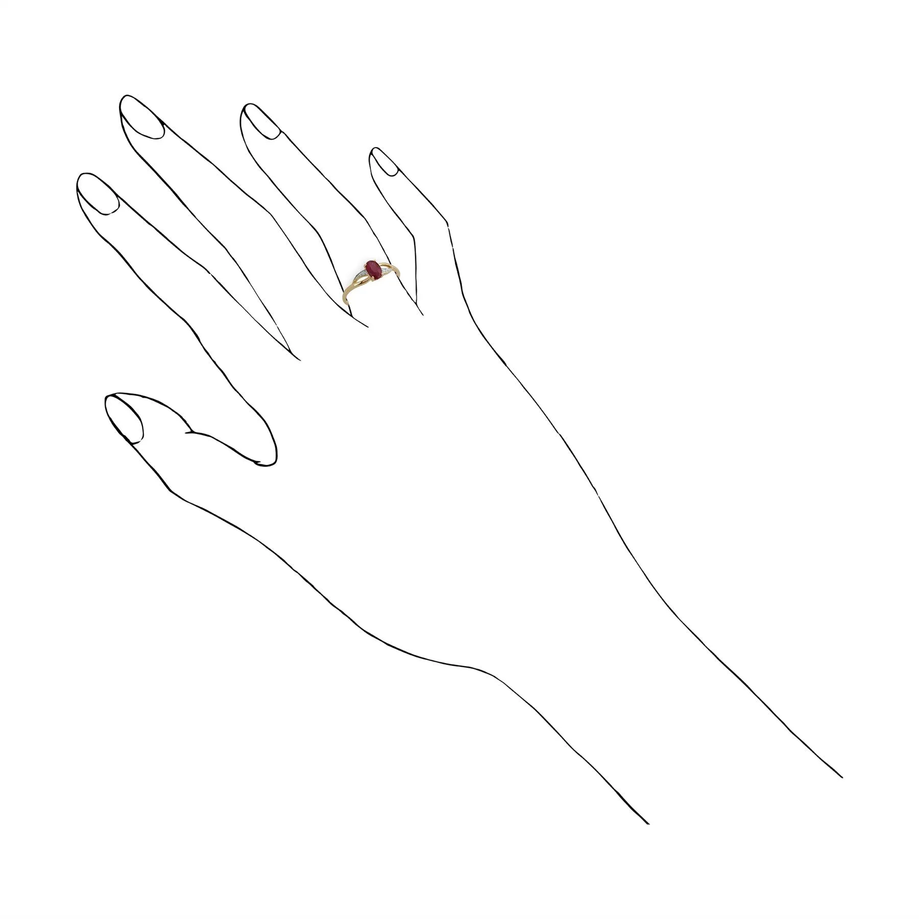 Rubinring, 9 Karat Gelbgold 0.63ct Rubin & DIAMANTRING