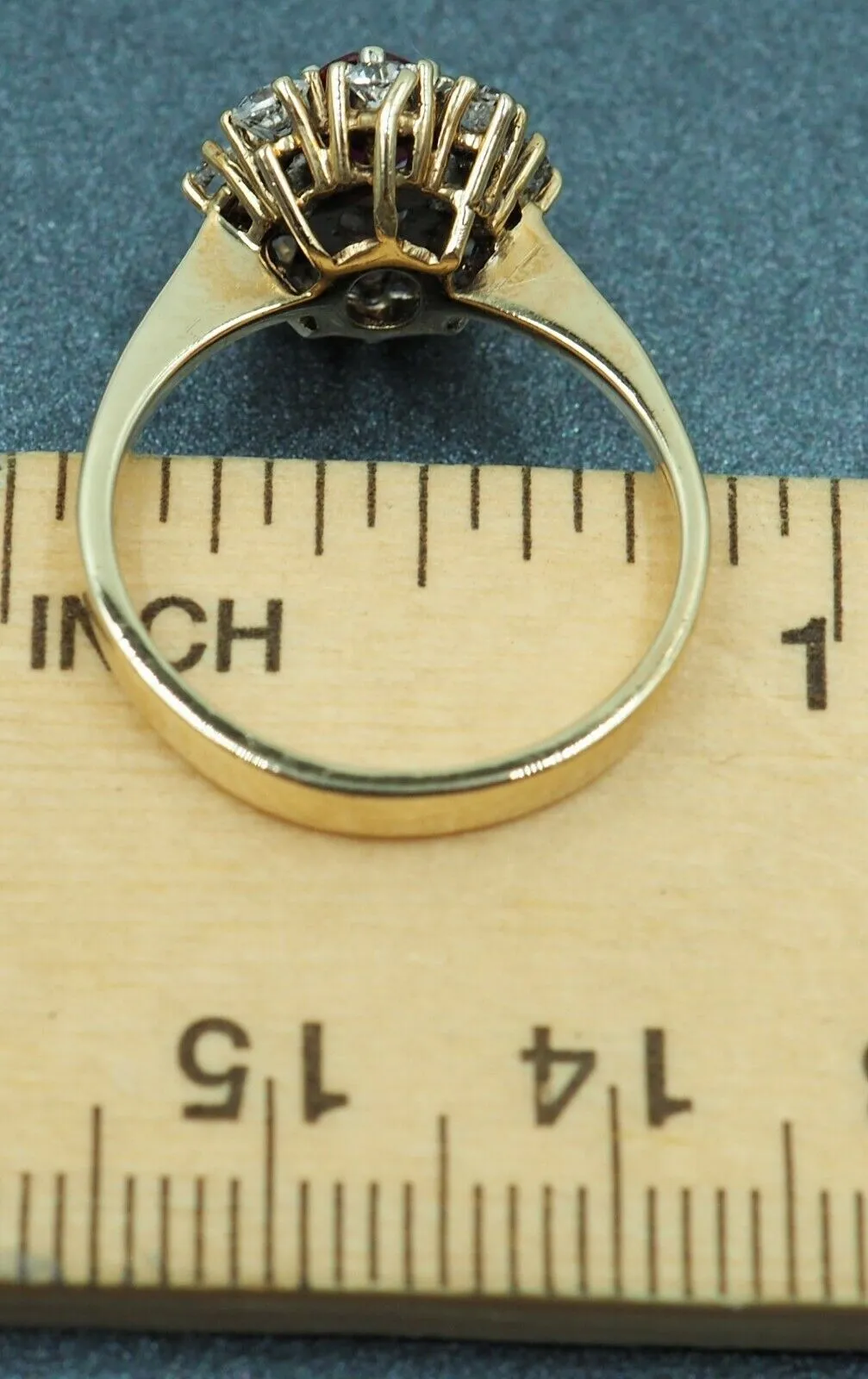 Ruby & Cubic Zirconia 9ct Yellow Gold Halo Ring