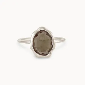 Smoky Quartz Mood Ring (Silver)