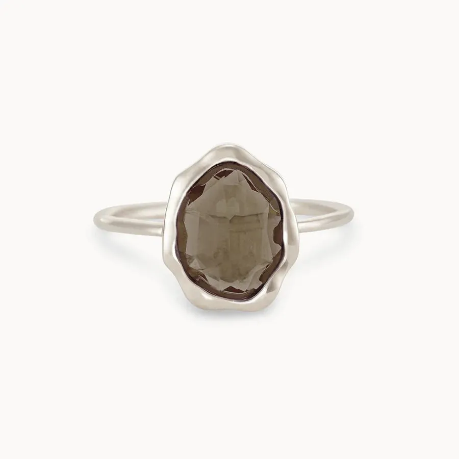 Smoky Quartz Mood Ring (Silver)