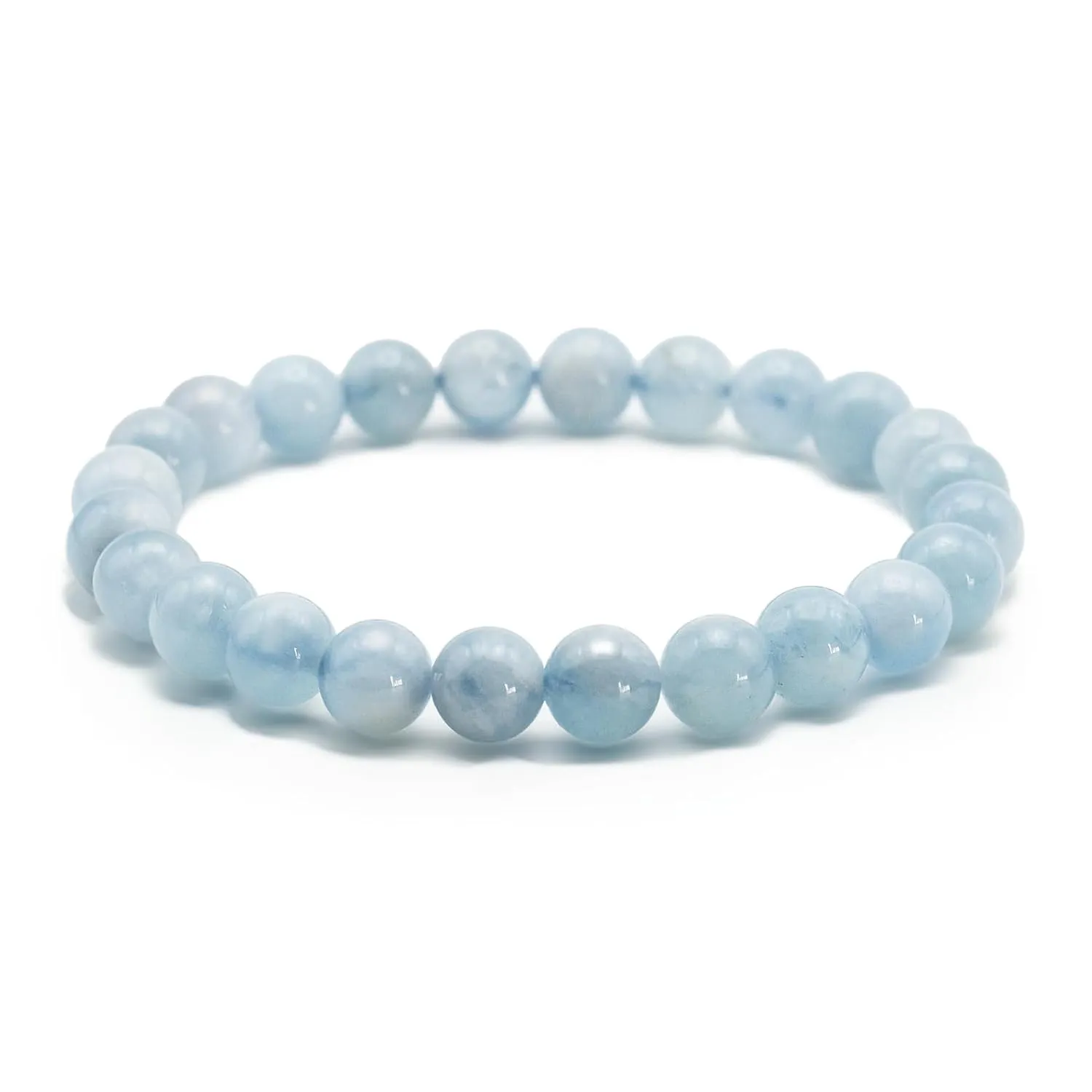 Stunning Natural Aquamarine Beaded Bracelets - Handmade Beaded Bracelets - Elegant Friendship Bracelet Crystals and Healing Stones - Superior Gift for Men and Women - 7mm