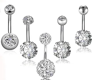 Surgical Steel Silver Belly Button Rings Clear CZ Navel Rings Belly Rings Belly Button ring Diamond