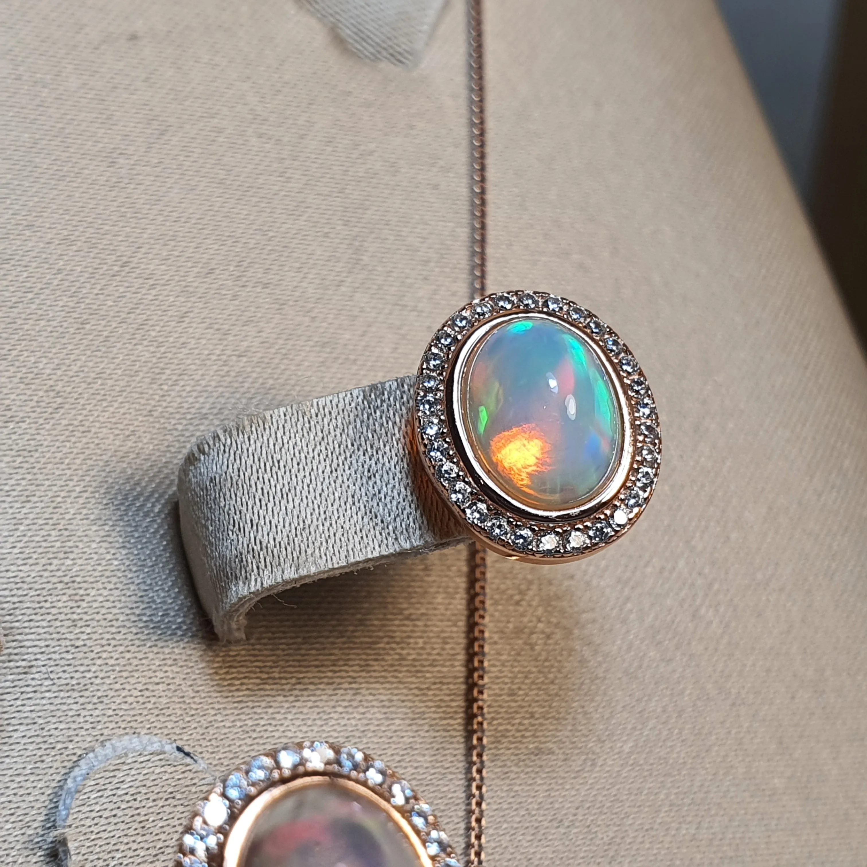 Vintage Style Natural Opal Jewellery Set, Sterling Silver