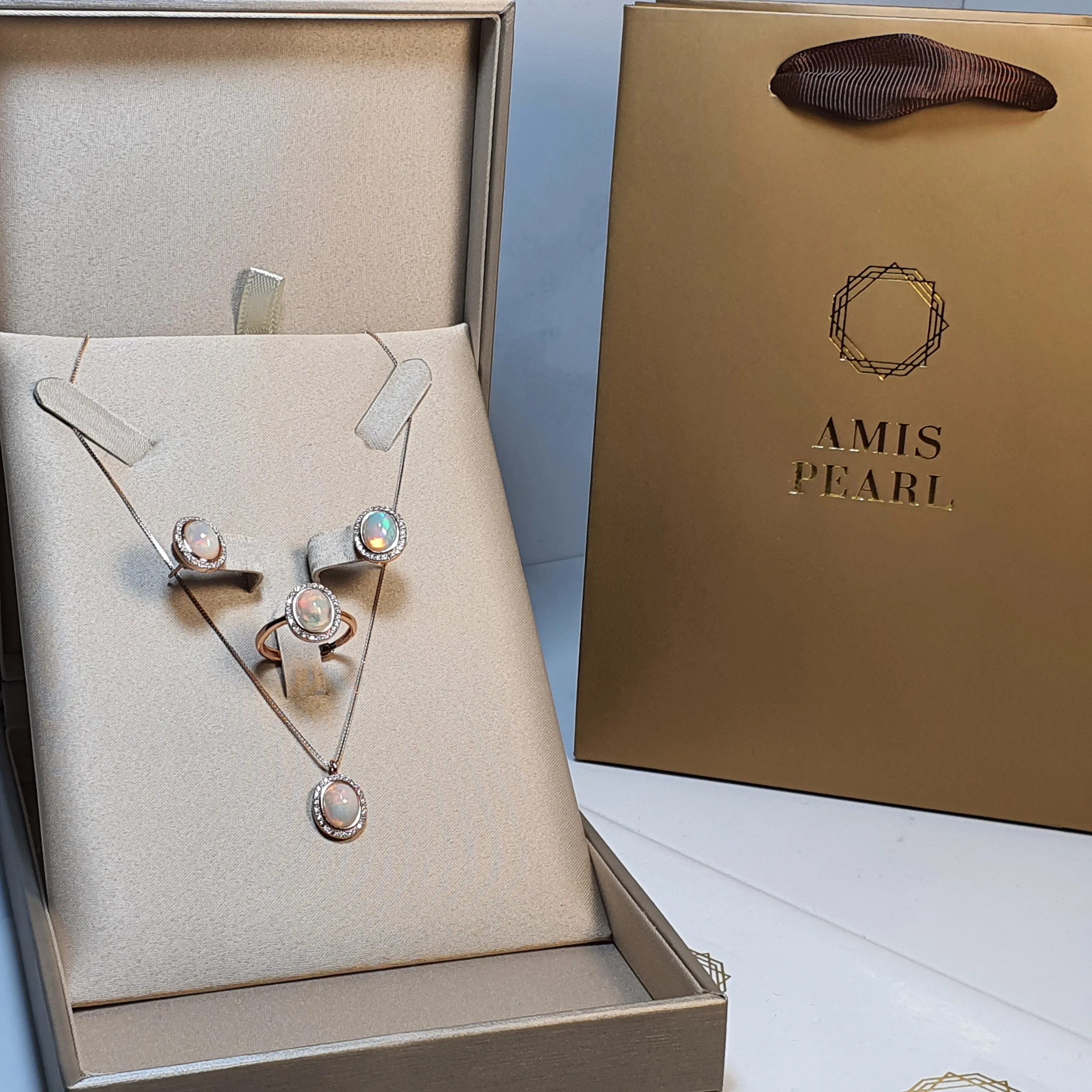 Vintage Style Natural Opal Jewellery Set, Sterling Silver