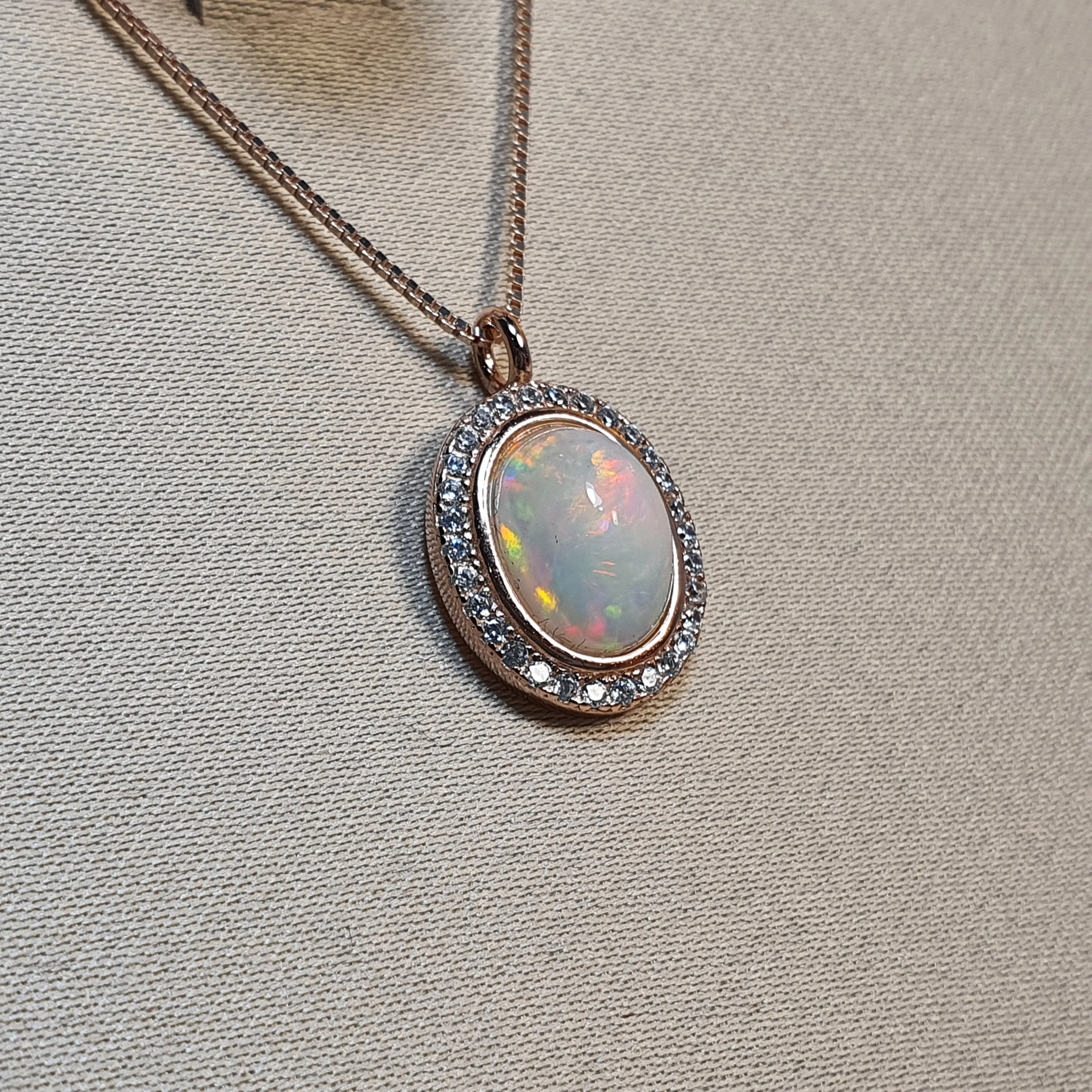 Vintage Style Natural Opal Jewellery Set, Sterling Silver