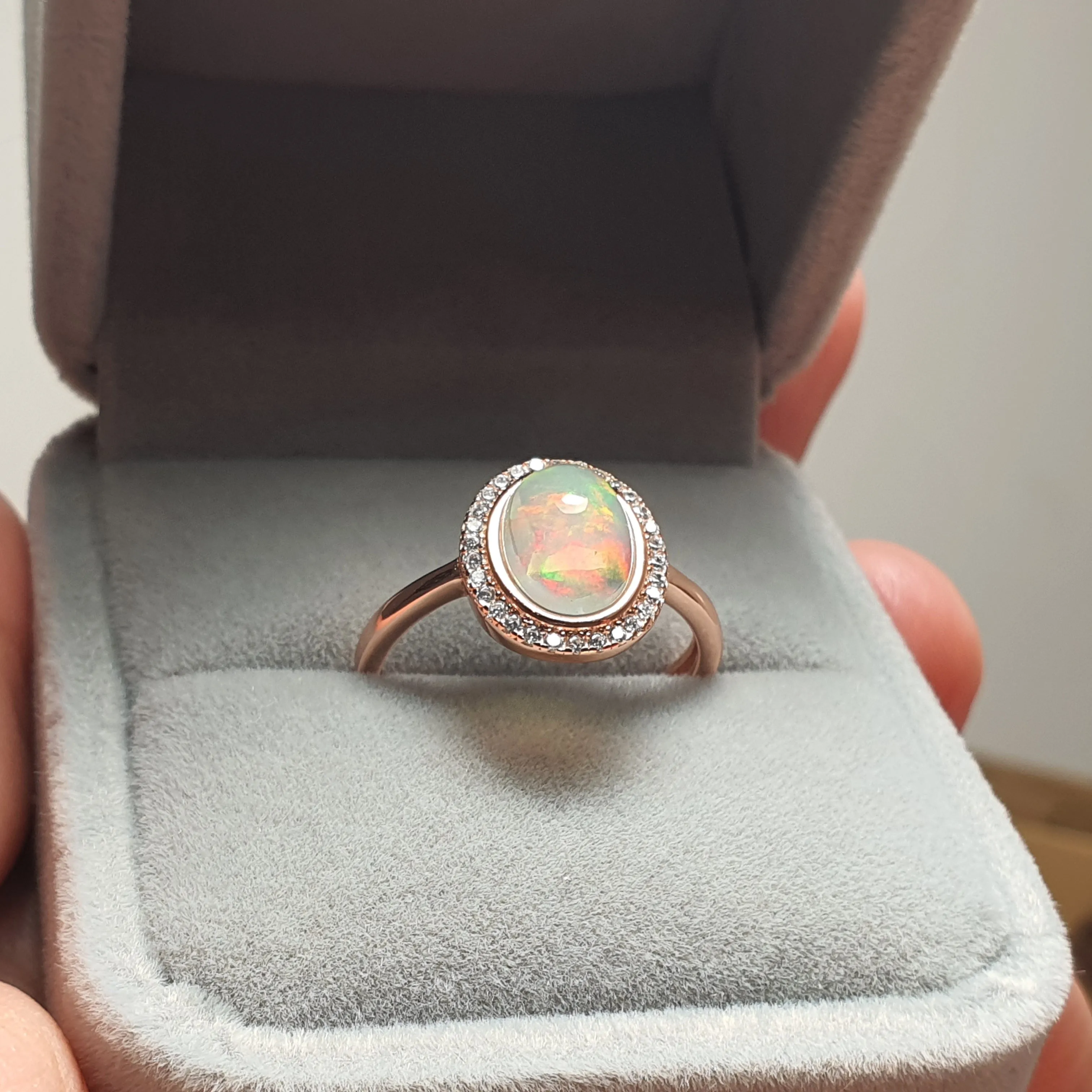 Vintage Style Natural Opal Jewellery Set, Sterling Silver