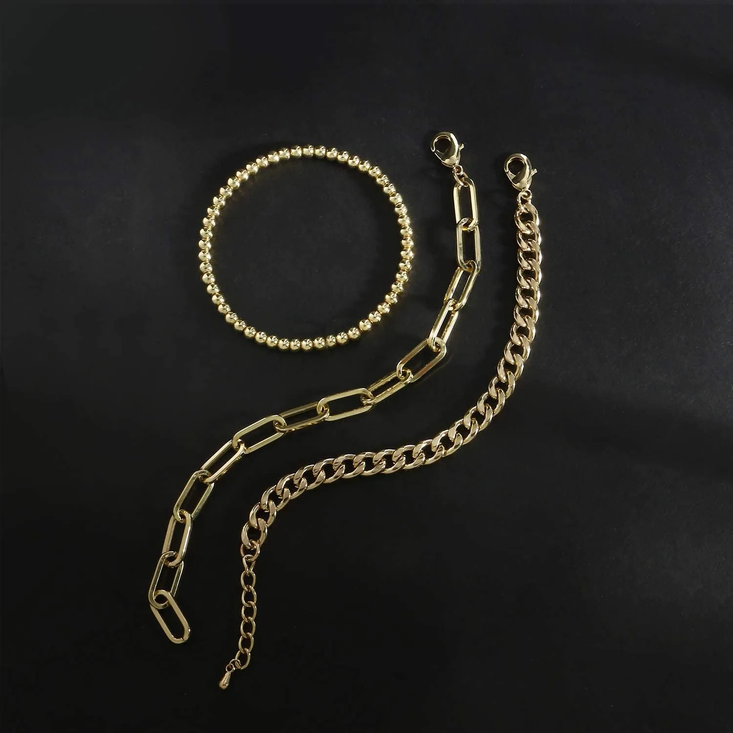 Waterproof Gold Chain Bracelet For Women Non Tarnish,14K Gold Plated Stainless Steel Link Dainty Bracelets Stake Layered Bracelet Set Hypoallergen Gold Jewelry