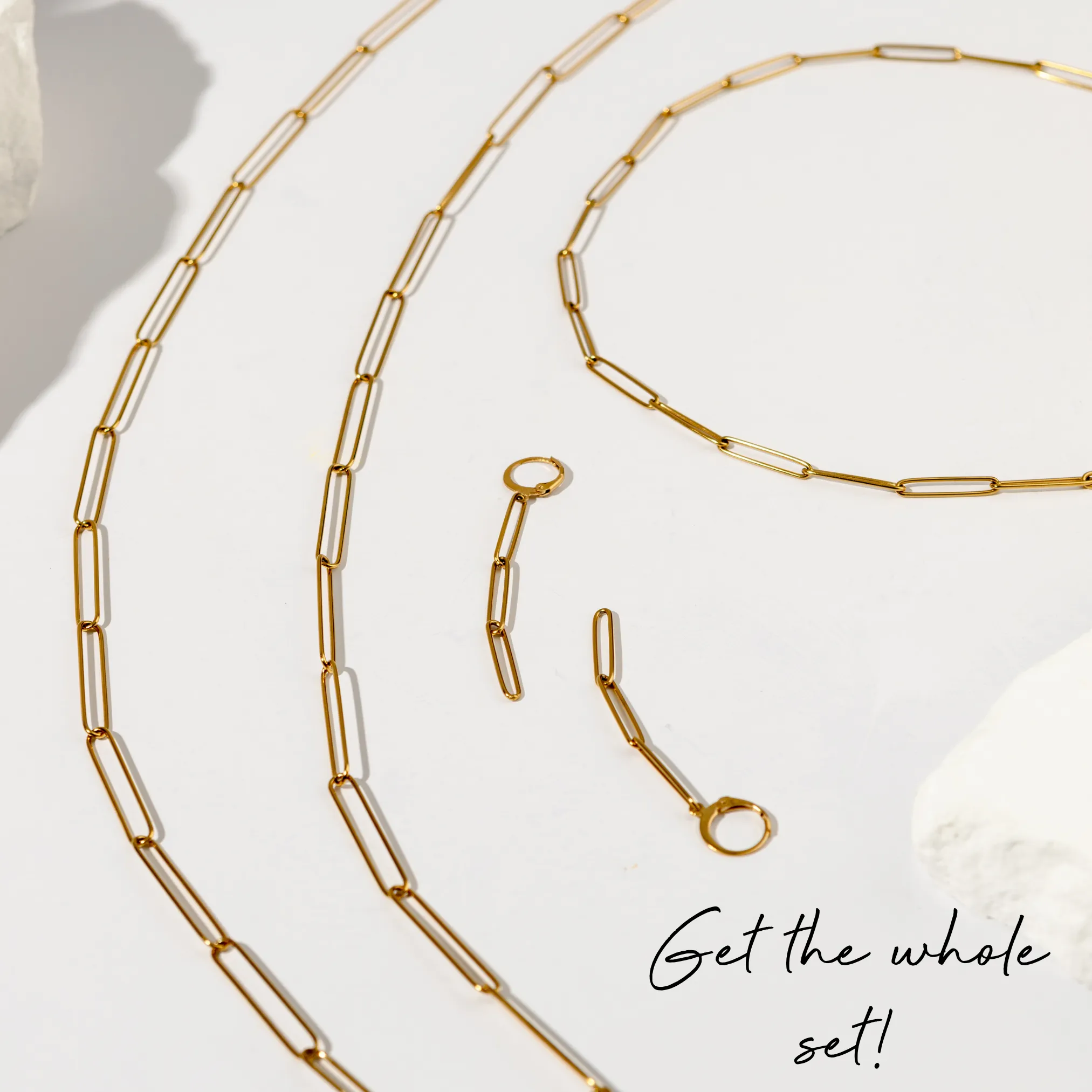 Waterproof "Imperméable” Long Paperclip Chain Necklace - Gold